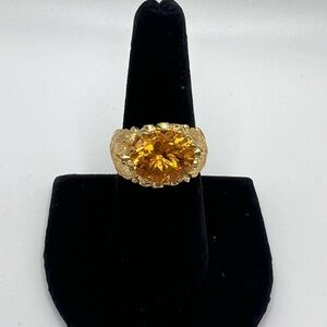 Douglas Paulus 925 Gold Vermeil Amber Ring 7¾